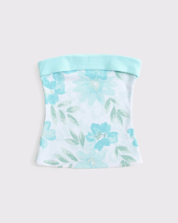 tube top tank, Blue Floral view 2