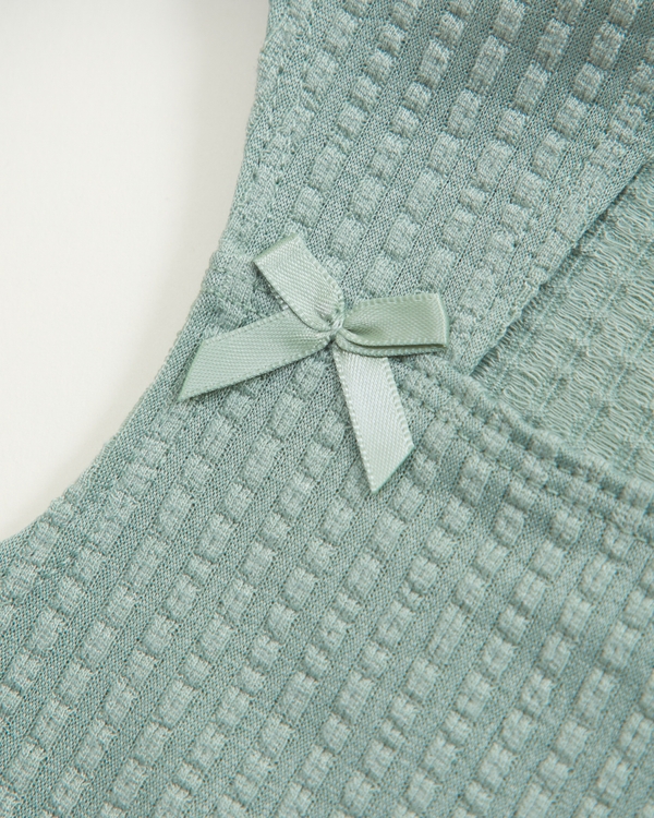 slim bow tee, Dark Sage view 2