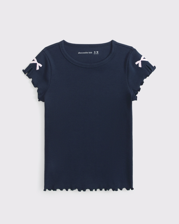 embroidered bow sleeve tee, Sapphire view 1