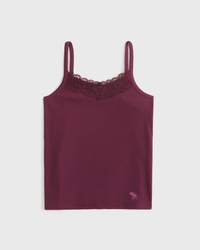 camiseta de tirantes con ribete de encaje e ícono