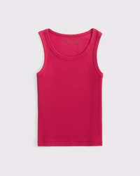 camiseta sin mangas de canalé con cuello redondo