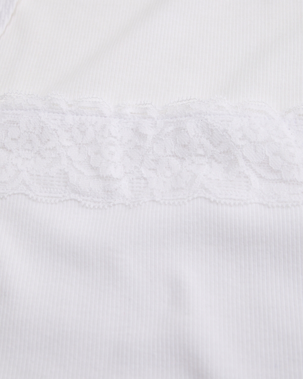 ava lace-trim rib tee, White view 2