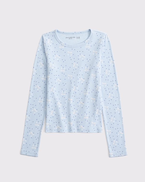 long-sleeve baby tee, Light Blue Pattern view 1