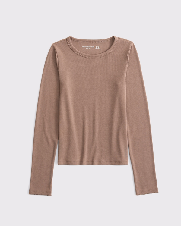long-sleeve baby tee, Light Brown Dd view 1