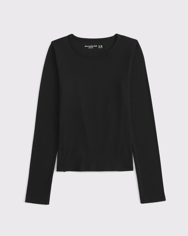long-sleeve crew tee, Black view 1
