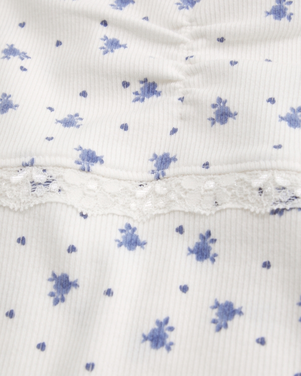 short-sleeve lace-trim top, White Floral view 2