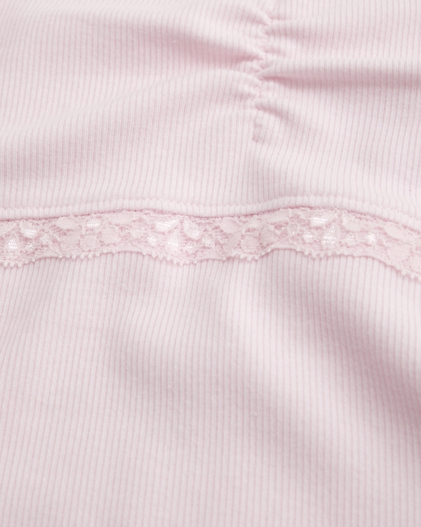 short-sleeve lace-trim top, Pale Pink view 2