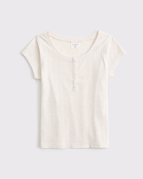 scoopneck pointelle henley, Oatmeal view 1