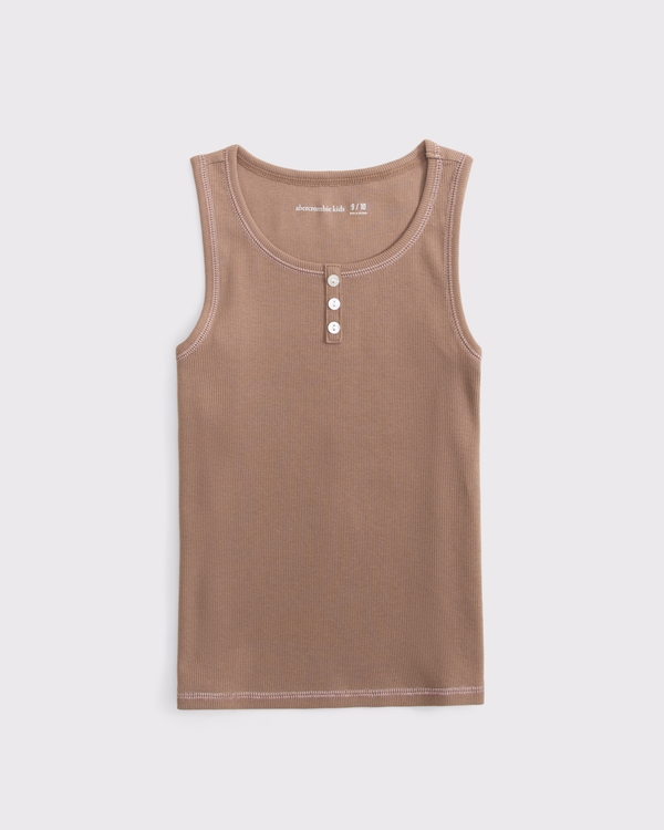scoopneck henley tank, Medium Brown view 1