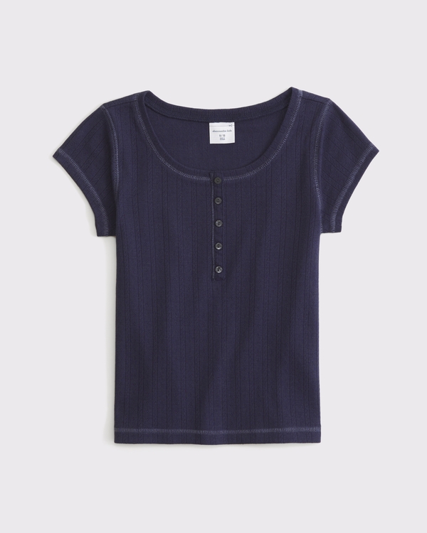 scoopneck pointelle henley, Sapphire view 1