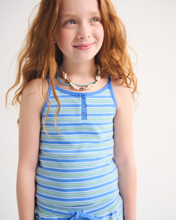 rib knit henley cami, Blue Stripe view 1