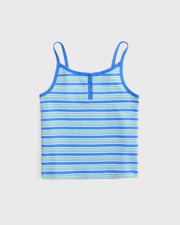 rib knit henley cami, Blue Stripe view 2