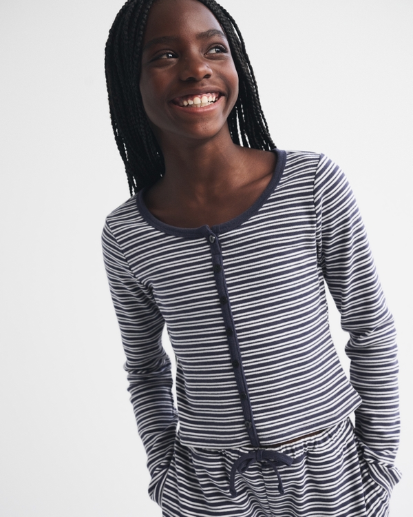 long-sleeve button-through tee