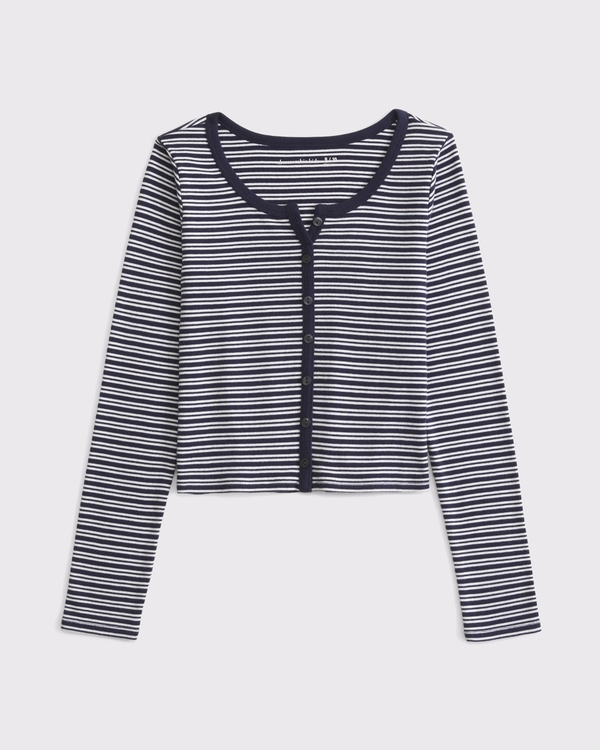 long-sleeve button-through tee