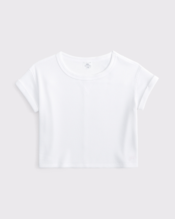 ypb cropped waffle tee, White view 1