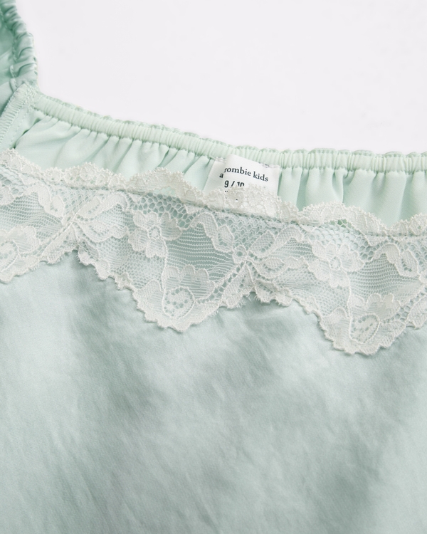 lace-trim satin top, Mint view 2