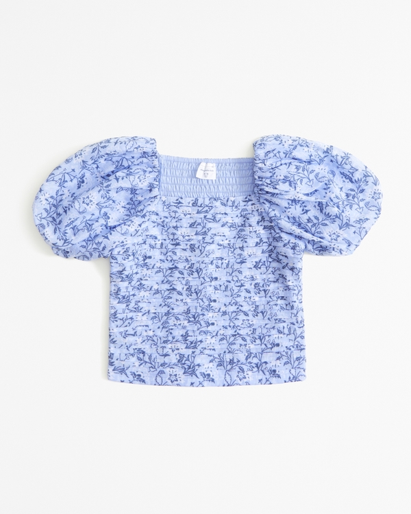 emerson puff sleeve top, Light Blue Floral