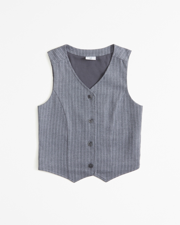 cropped vest set top, Grey view 1
