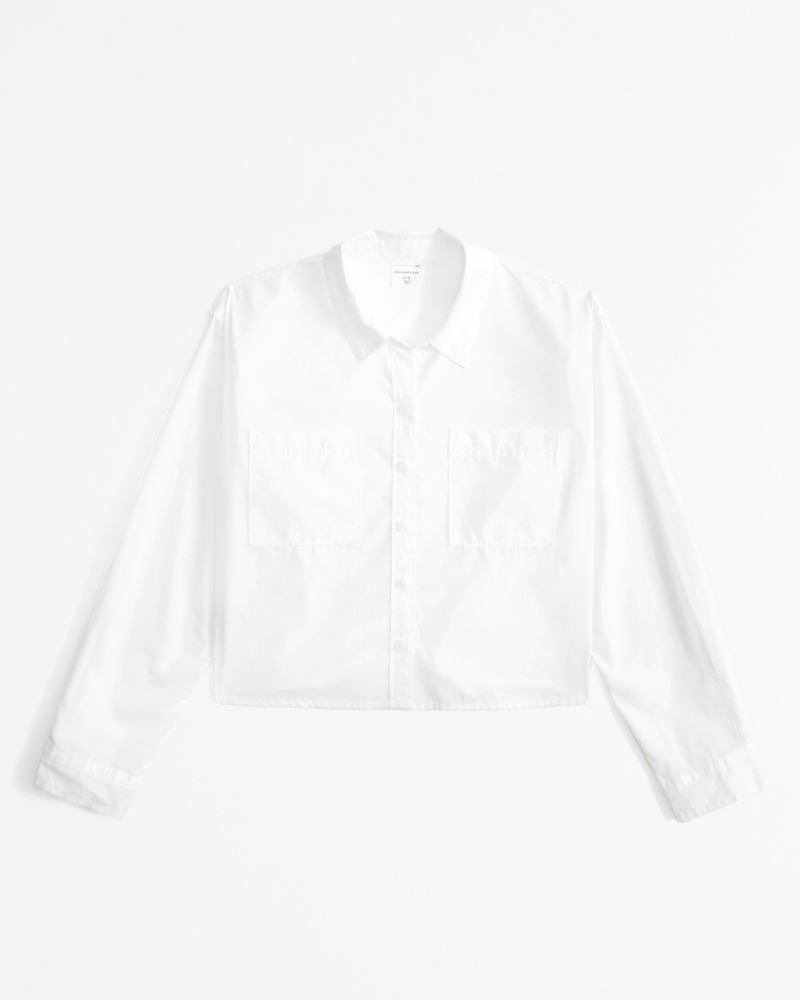 cropped poplin button-up shirt