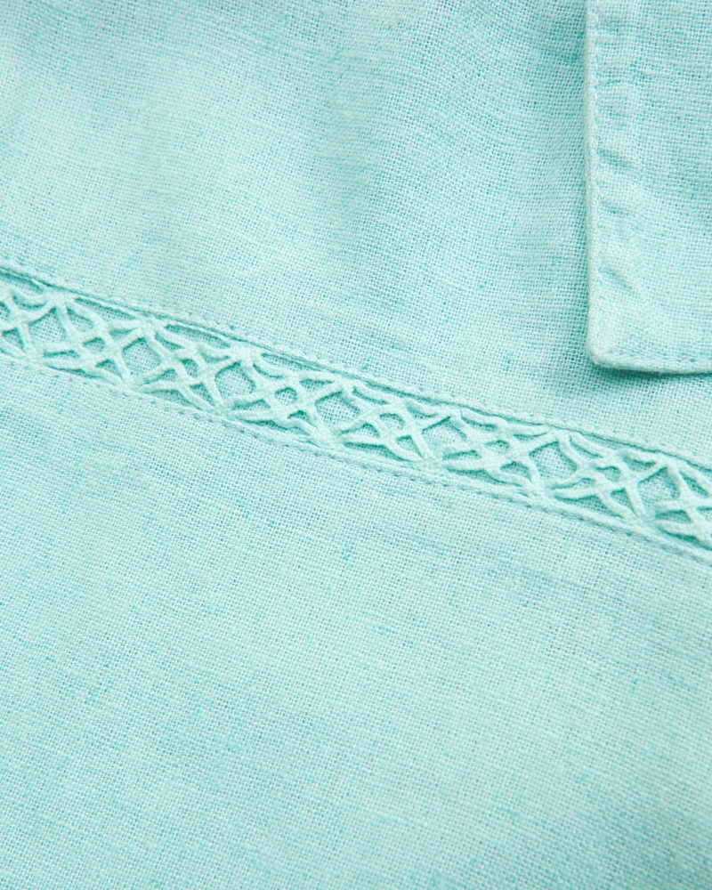 cropped linen-blend embroidered shirt