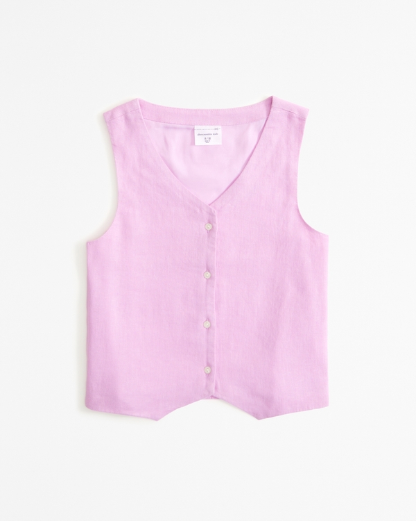 linen-blend vest, Pink