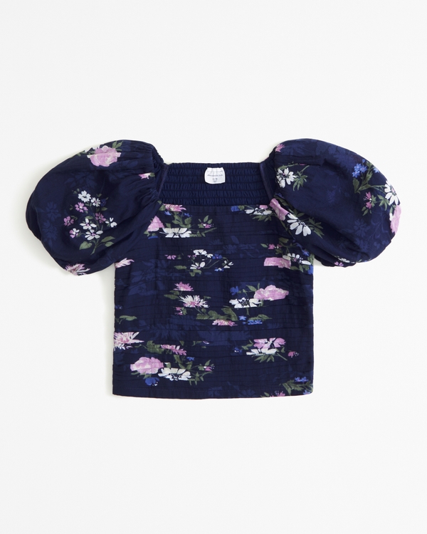 emerson puff sleeve top, Navy Floral