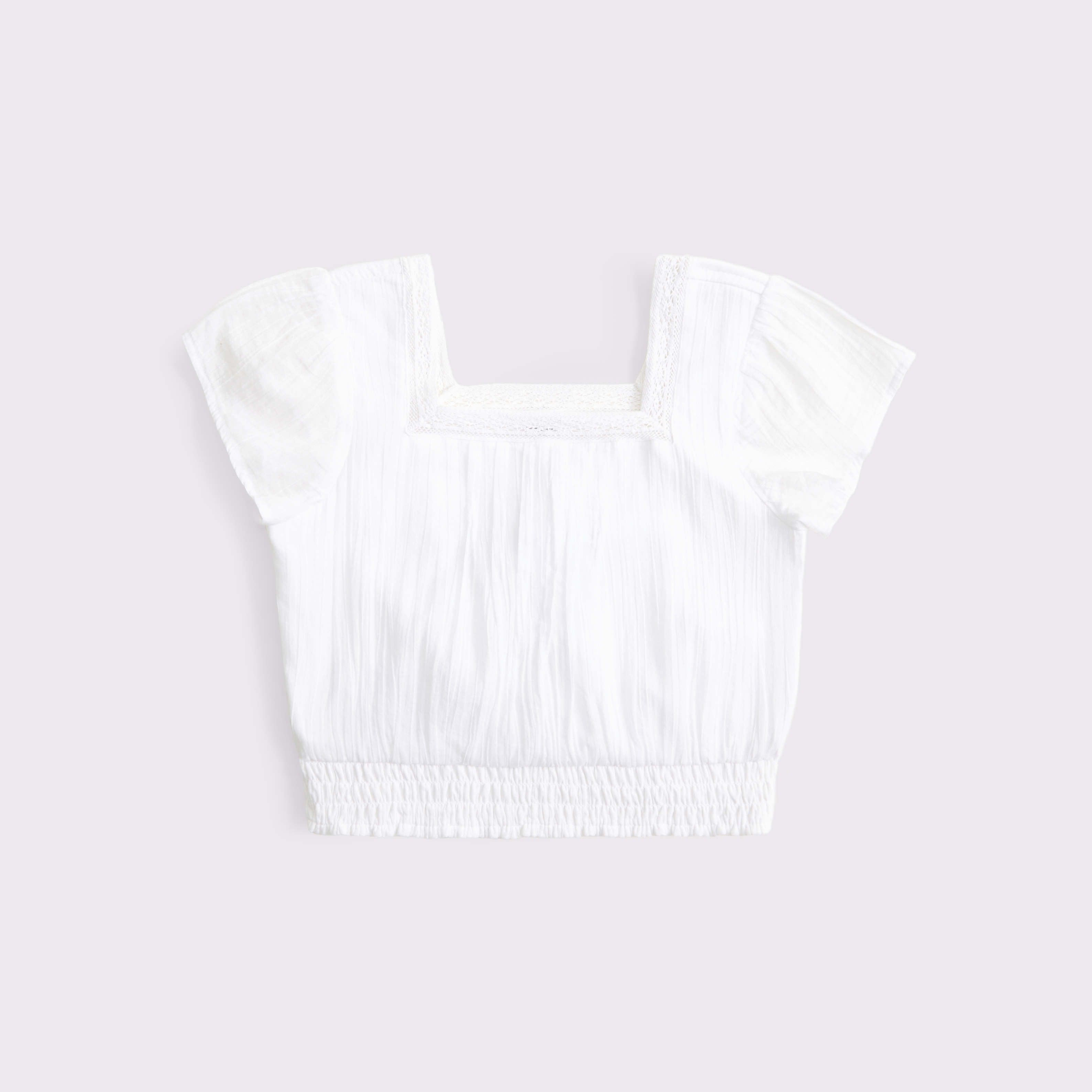 Abercrombie & Fitch Kids' Lace-trim Smocked Waist Top In White