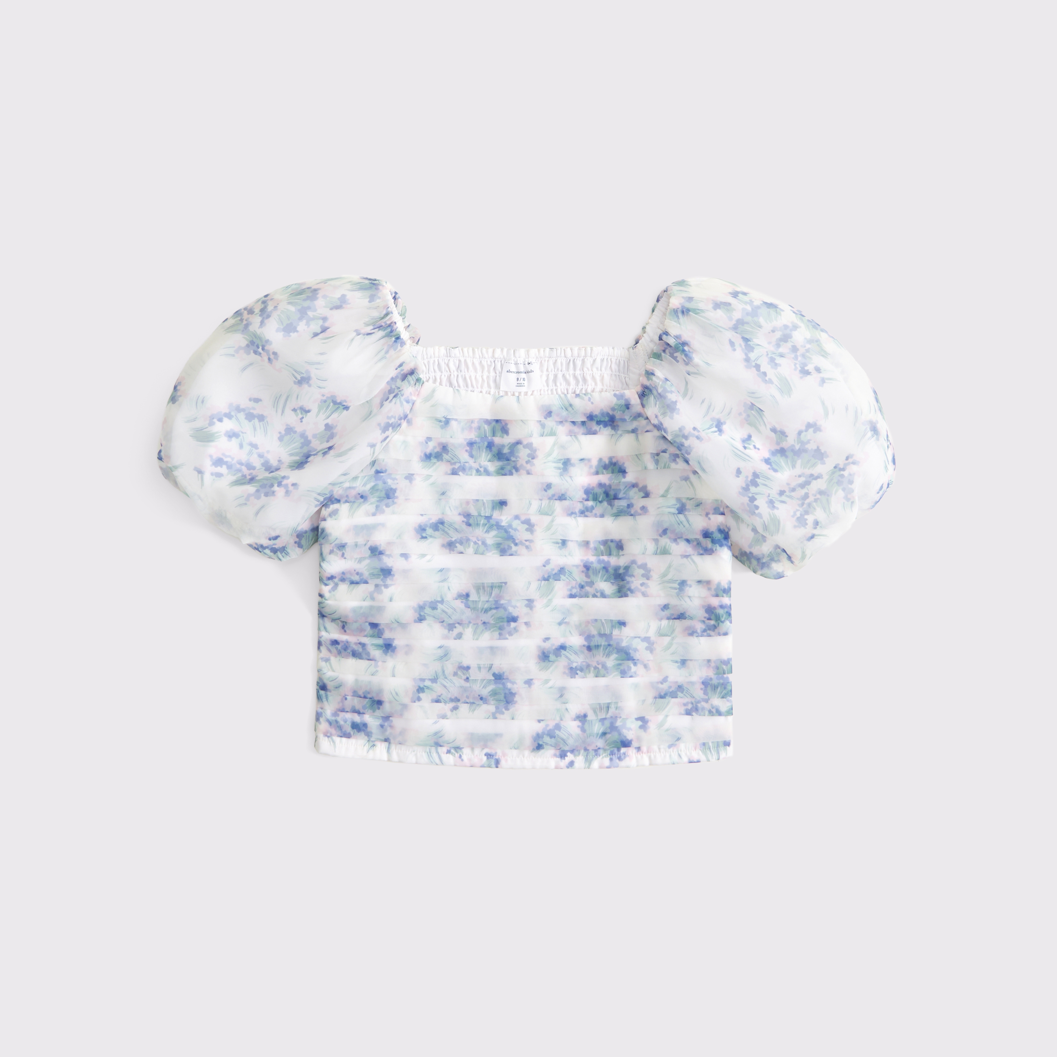 Abercrombie & Fitch Kids' Emerson Puff Sleeve Top In Blue