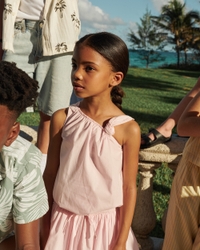 poplin asymmetrical set top