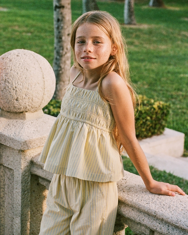 poplin babydoll set top, Yellow Stripe view 1