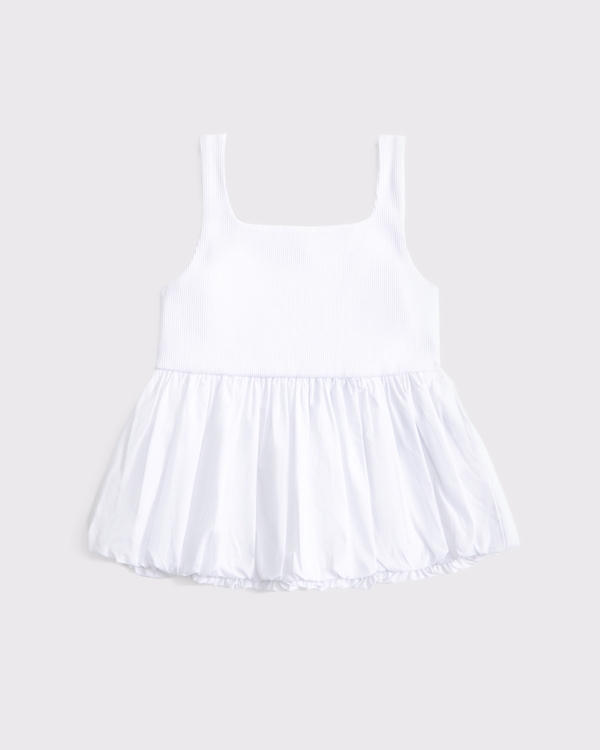 bubble hem tank, White view 1