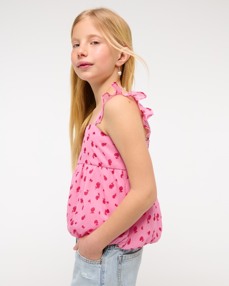 flutter sleeve bubble hem top