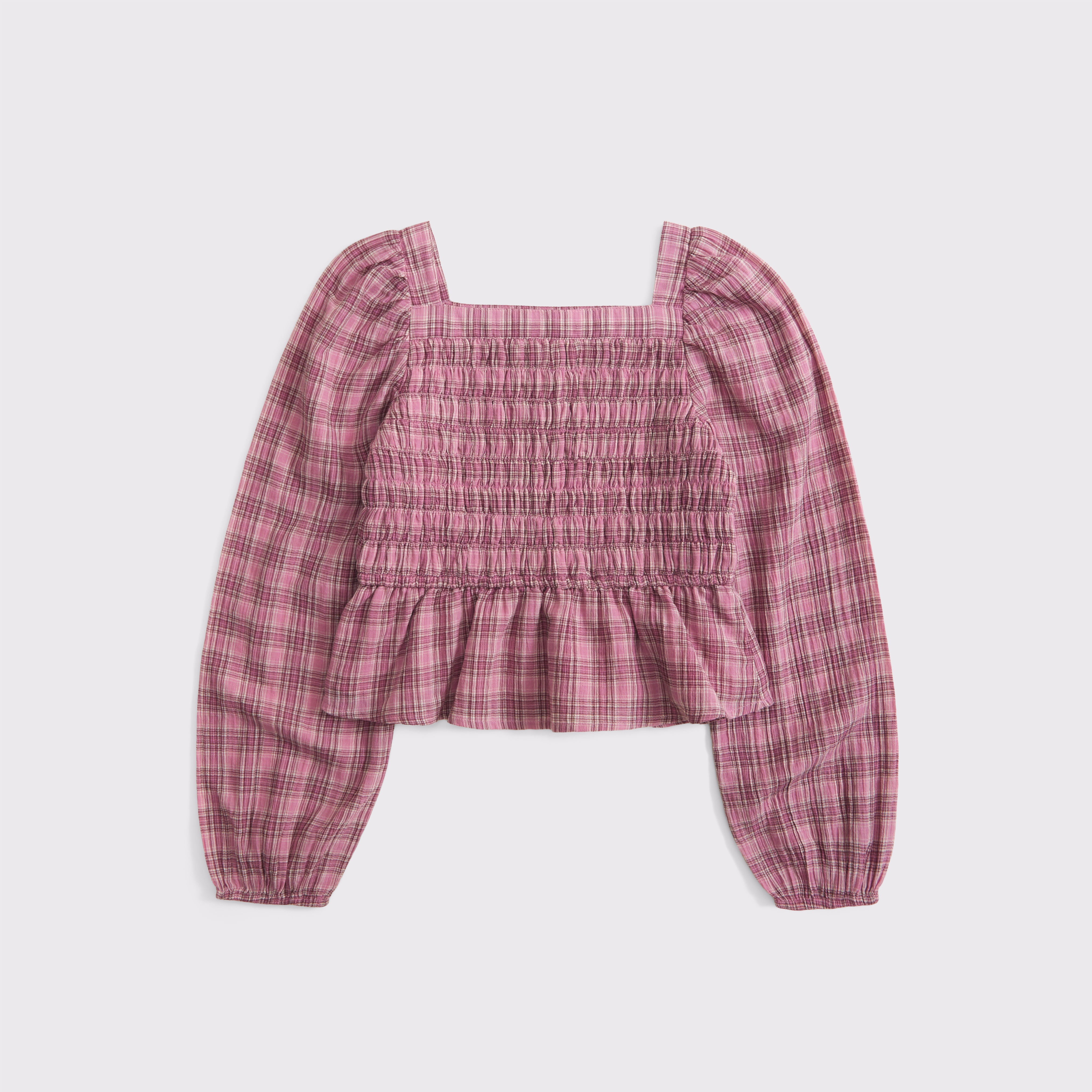 girls long-sleeve smocked puff sleeve top | girls tops