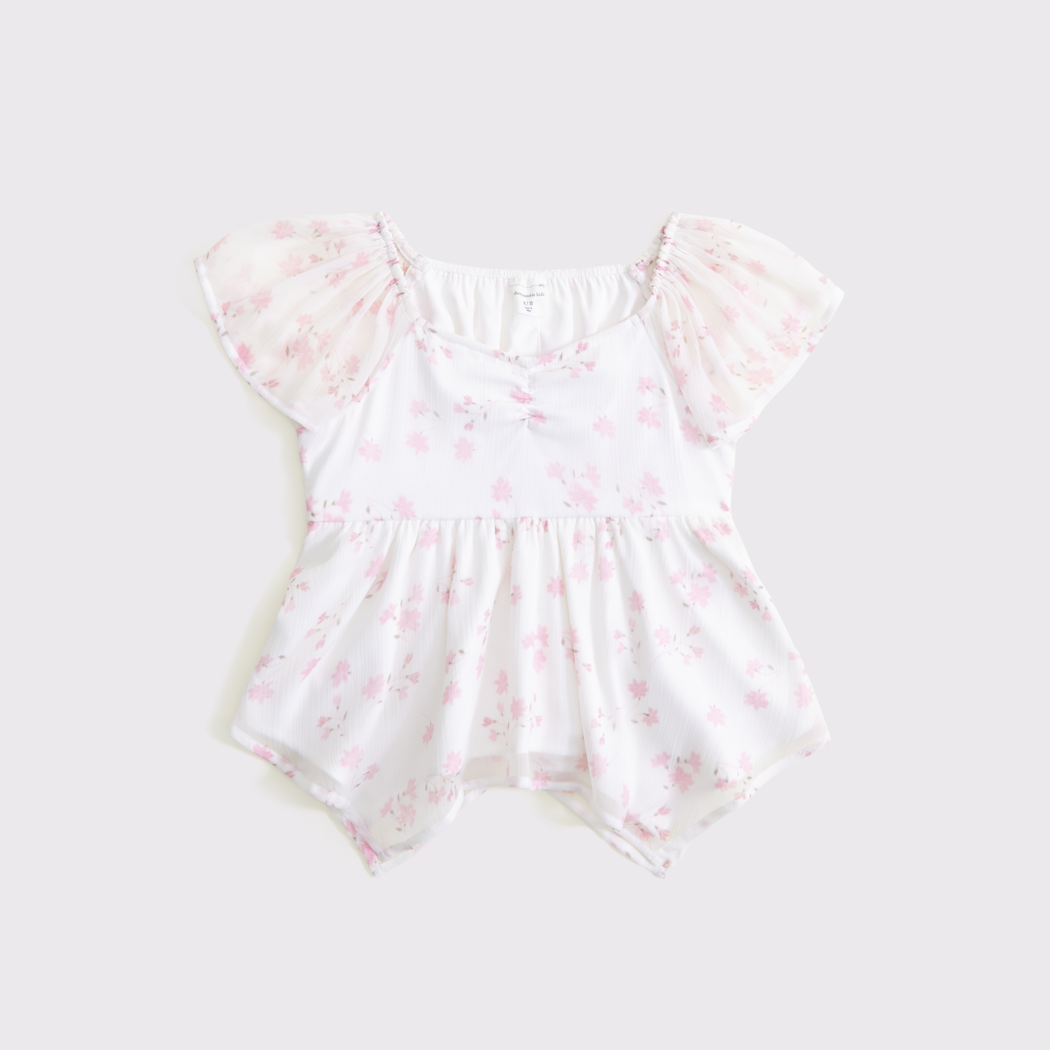 Abercrombie & Fitch Kids' Chiffon Babydoll Top In White