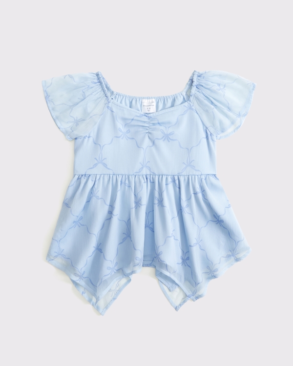 chiffon babydoll top, Blue Pattern view 1