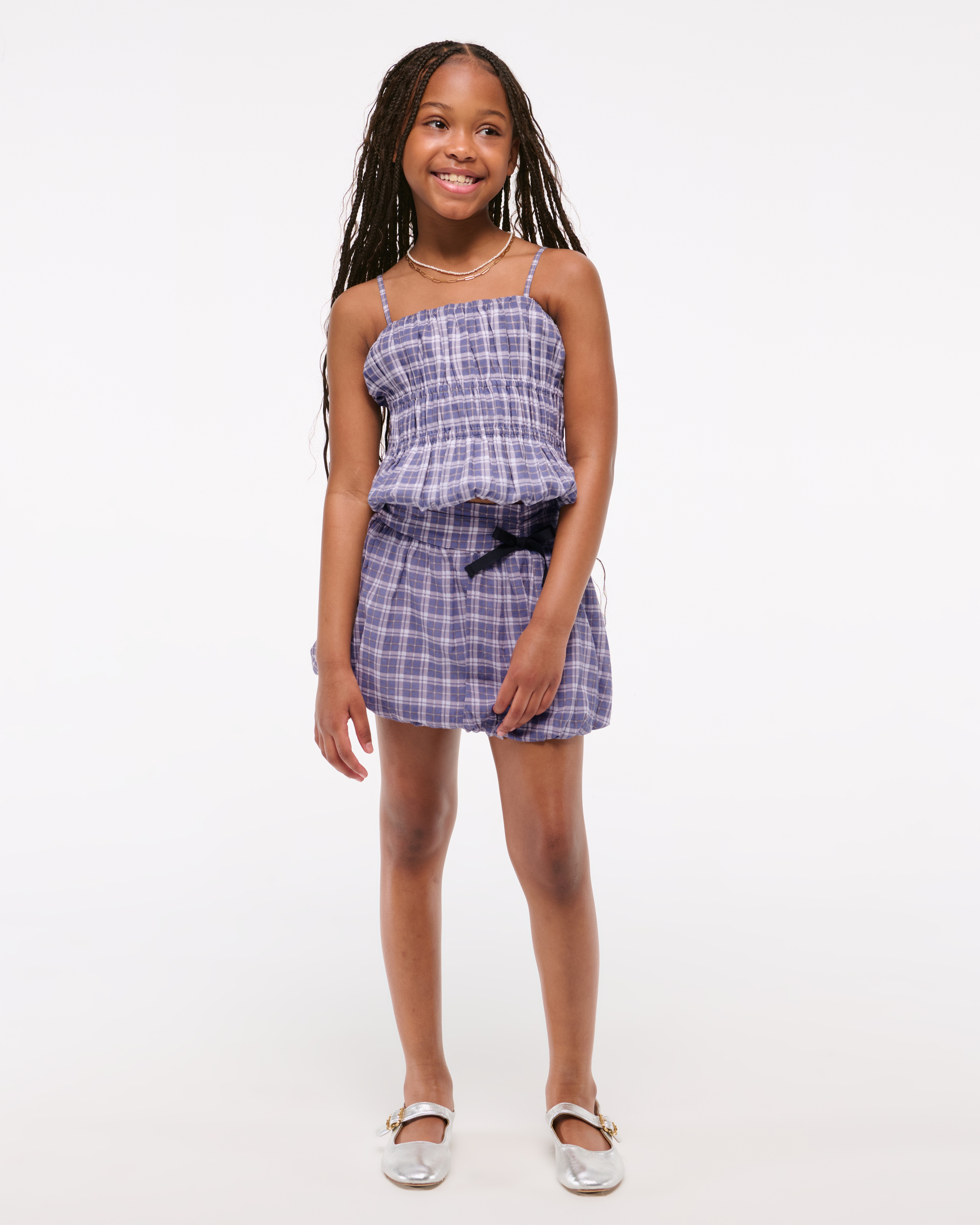 Abercrombie & Fitch Smocked Squareneck Set Top In Blue