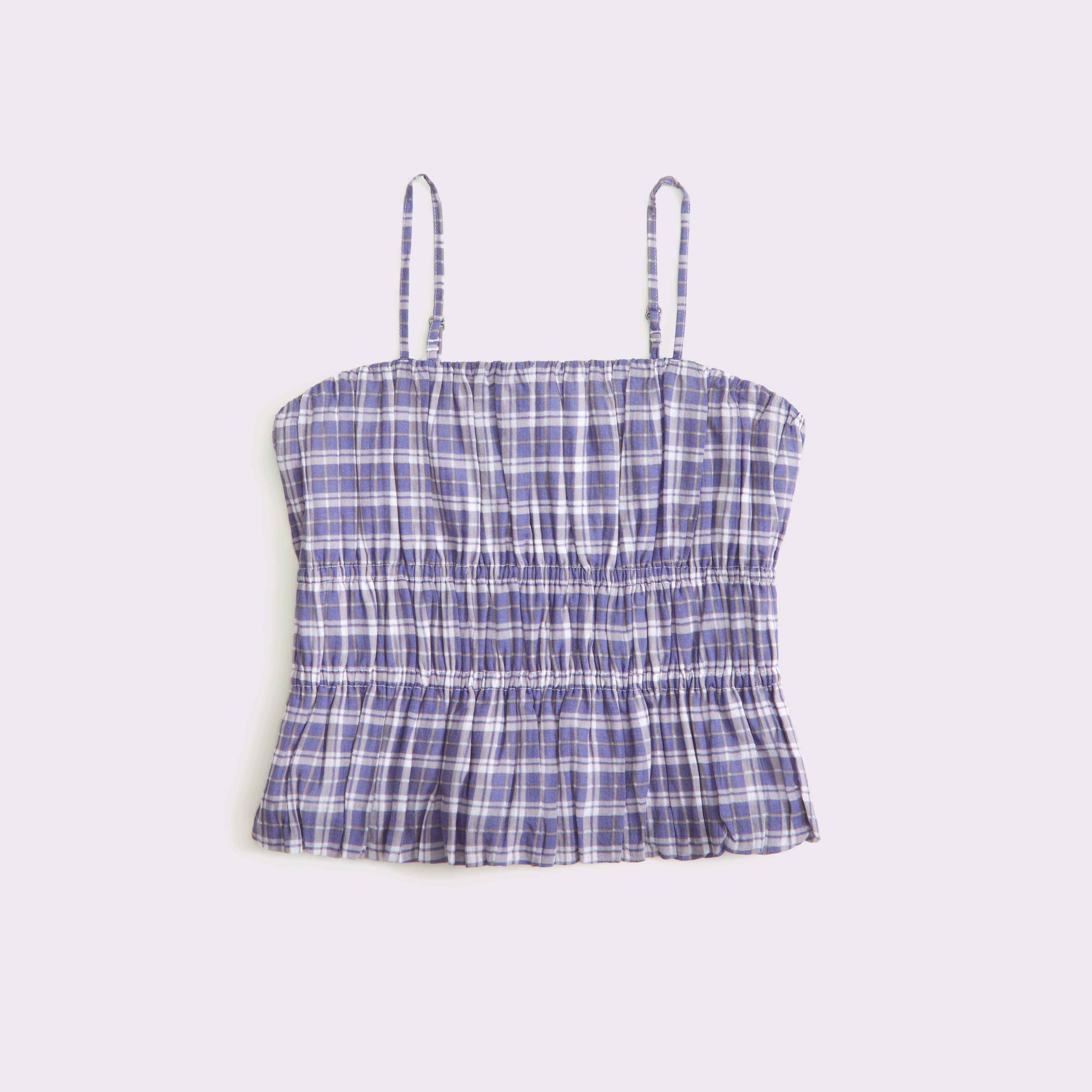 Abercrombie & Fitch Smocked Squareneck Set Top In Blue