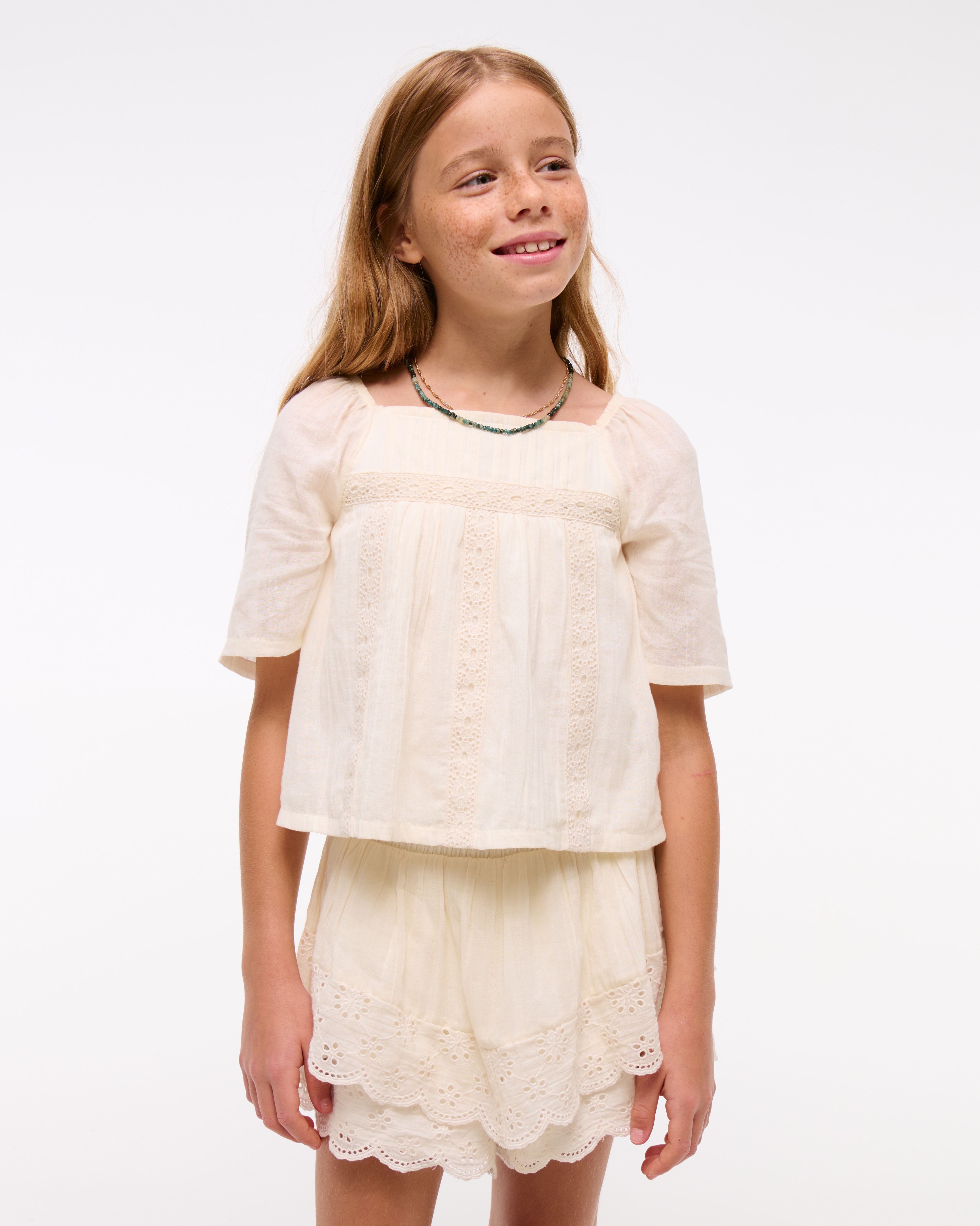 Abercrombie & Fitch Kids' Embroidered Swing Top In Neutral