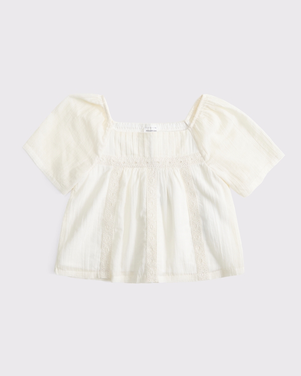 embroidered swing top, Cream view 2