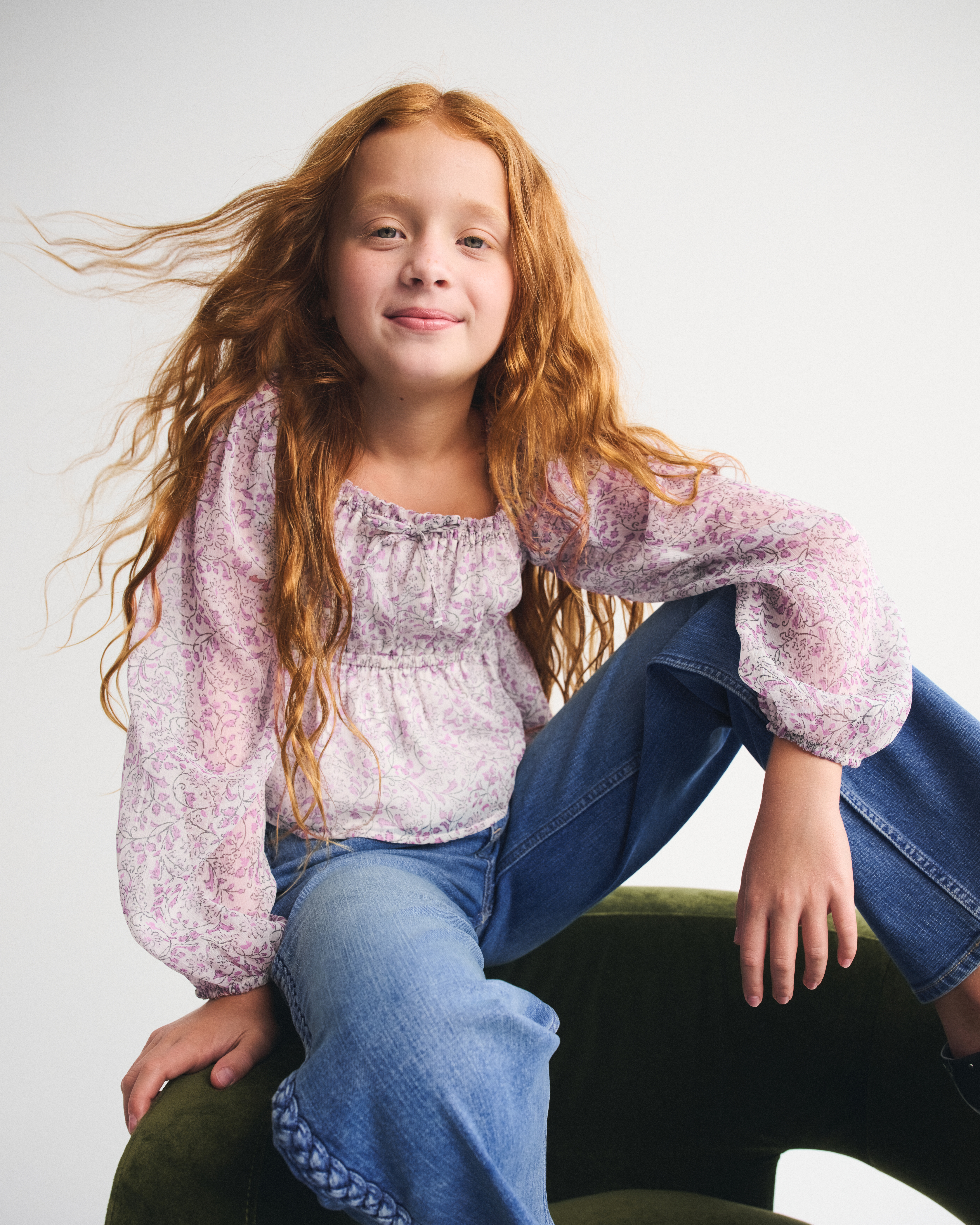 Abercrombie & Fitch Kids' Long-sleeve Flowy Babydoll Top In White