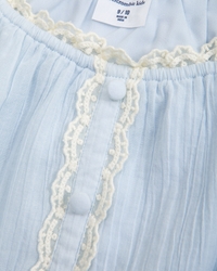 long-sleeve lace-trim embellished top