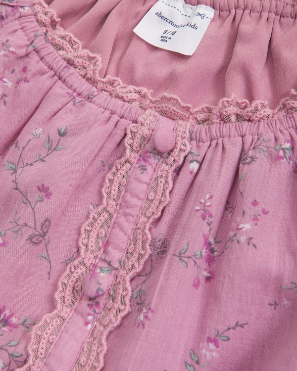 long-sleeve lace-trim embellished top, Pink Floral view 2