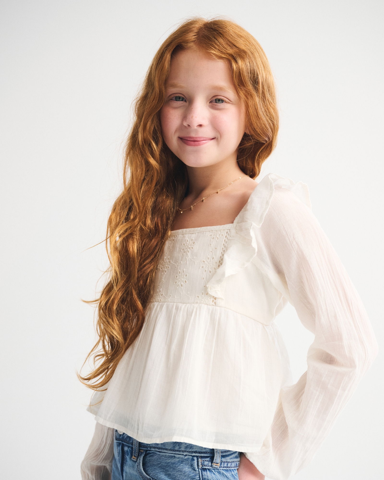 AMICA KIDS COUTURE FLEAR SLEEVES TOP