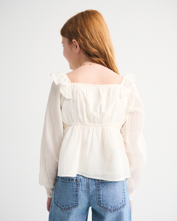 embroidered puff sleeve babydoll top