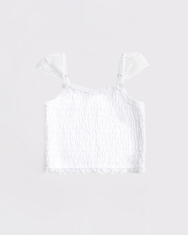 smocked set top, White view 1