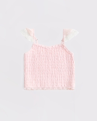 Top con bordado de nido de abeja