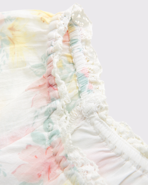 puff sleeve top, White Floral view 2