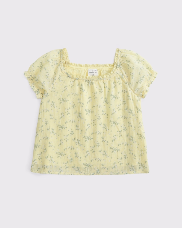 puff sleeve top, Yellow Floral view 1