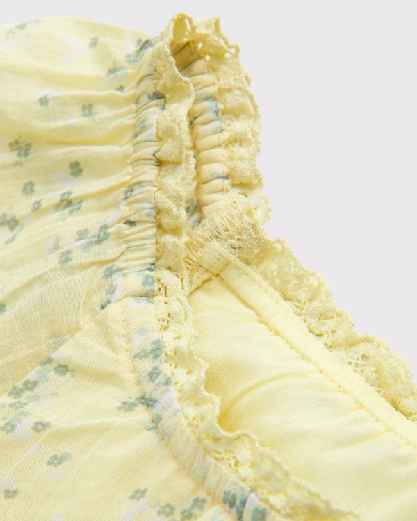 puff sleeve top, Yellow Floral view 2