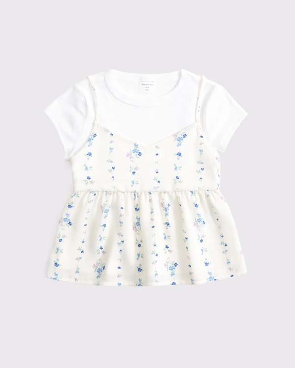 babydoll twee-in-één top, Wit Met Bloemenprint view 1